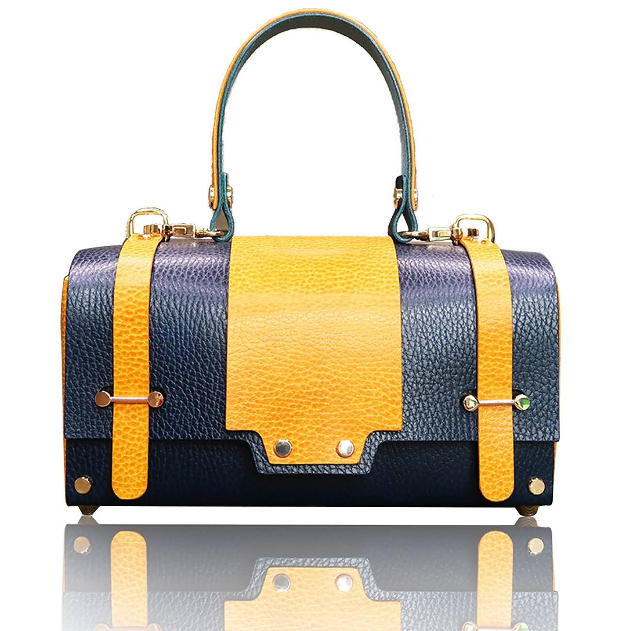 RAIKOU Damen Handtasche aus pflanzlich gegerbtem Leder italienische Lederwaren  Abendtasche Echt-Leder Schultertasche Umhängetasche schönes Vintage Design Vegetable-tanned leather box bag