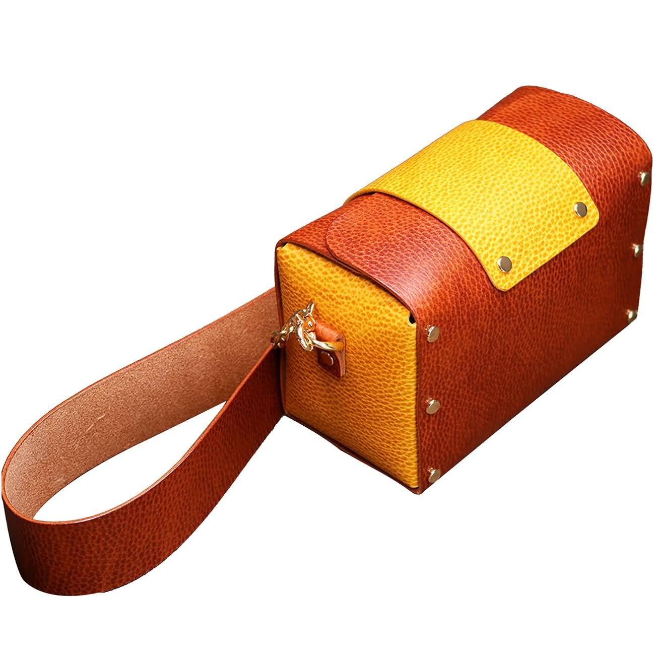 RAIKOU Damen Handtasche aus pflanzlich gegerbtem Leder italienische Lederwaren  Abendtasche Echt-Leder Schultertasche Umhängetasche schönes Vintage Design Vegetable-tanned leather box bag