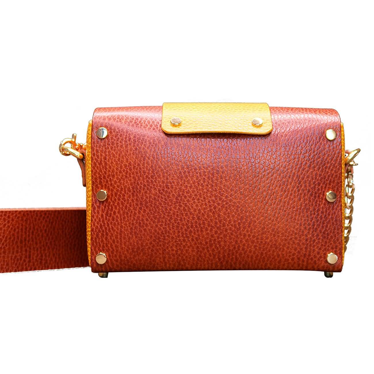 RAIKOU Damen Handtasche aus pflanzlich gegerbtem Leder italienische Lederwaren  Abendtasche Echt-Leder Schultertasche Umhängetasche schönes Vintage Design Vegetable-tanned leather box bag