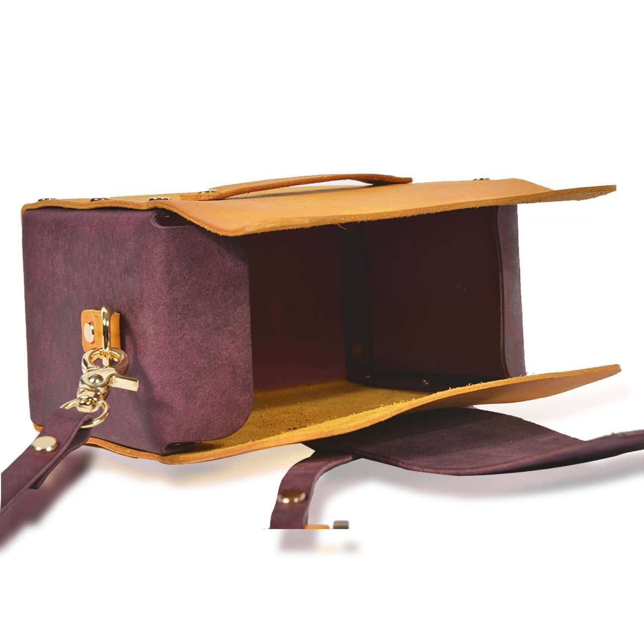RAIKOU Damen Handtasche aus pflanzlich gegerbtem Leder italienische Lederwaren  Abendtasche Echt-Leder Schultertasche Umhängetasche schönes Vintage Design Vegetable-tanned leather box bag
