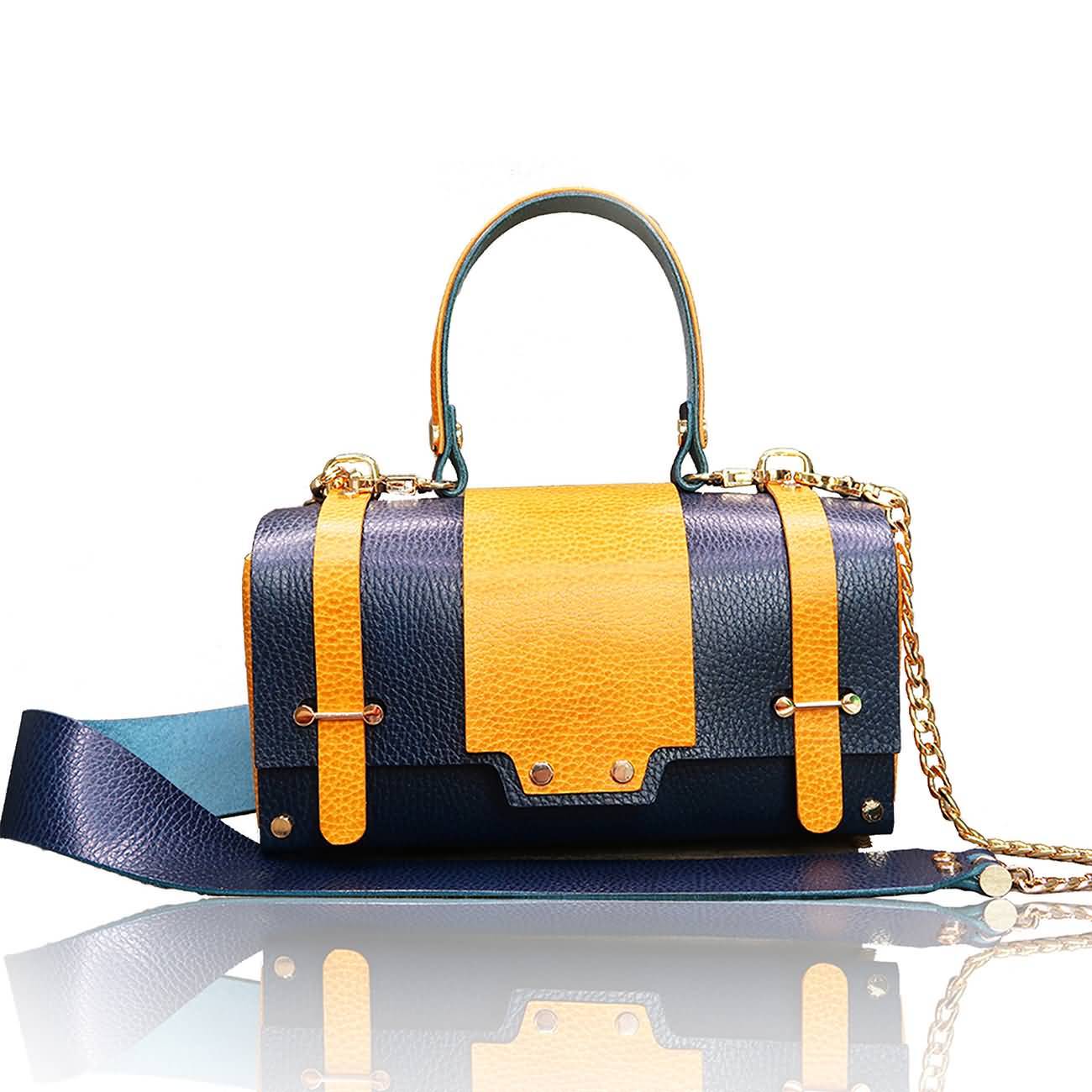 RAIKOU Damen Handtasche aus pflanzlich gegerbtem Leder italienische Lederwaren  Abendtasche Echt-Leder Schultertasche Umhängetasche schönes Vintage Design Vegetable-tanned leather box bag