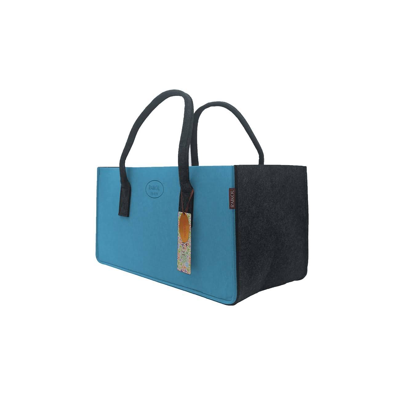 RAIKOU KULT Filz-Tasche Hochwertige Einkaufstasche, Strandtasche，Badetasche, Henkeltasche，Zeitungskorb, Filzkorb, Einkaufskorb, Kaminholztasche， Zeitungsständer  auch für Garten Picknick Strand，vielseitige Tragetasche zur Spielzeug Aufbewahrung Handtasche