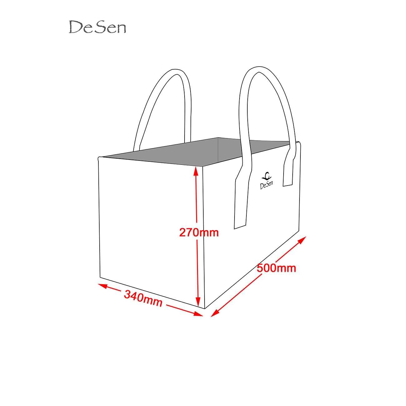 DESEN Premium Filztasche – als Hochwertige Einkaufstasche, Stoff-Shopper-Bag, Henkeltasche, Einkaufskorb, zur Aufbewahrung von Kaminholztasche