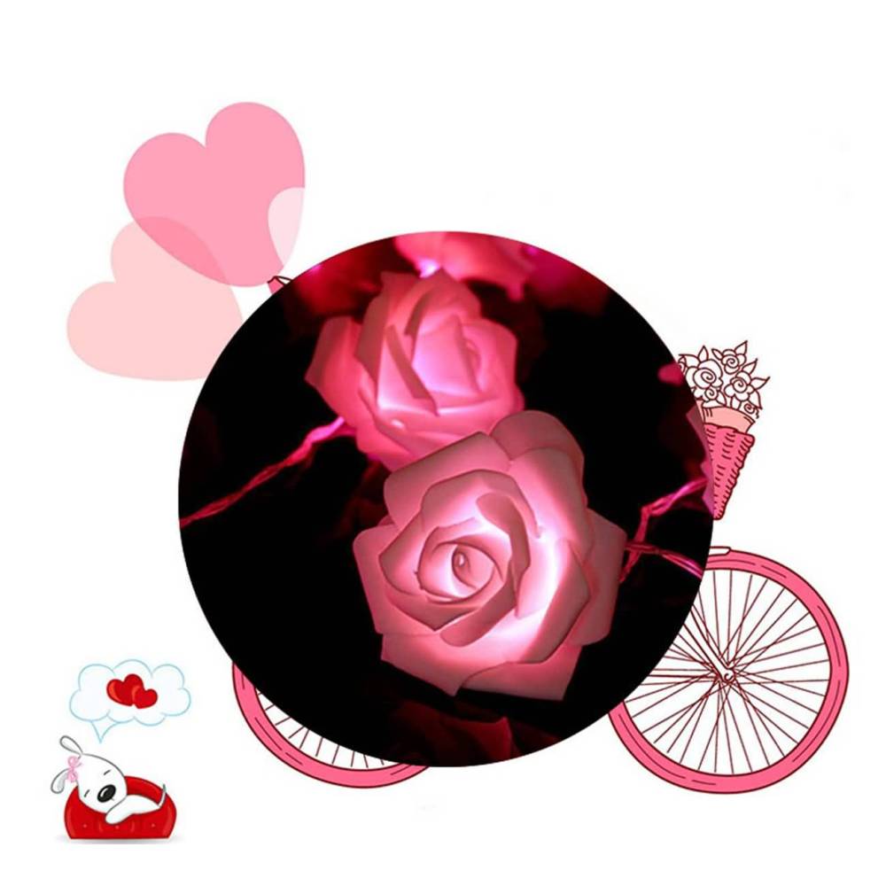 Raikou LED Rosen Blumen Warmweiß Lichterketten Beleuchtung Schlafzimmer Feiertagsbeleuchtung  Hochzeitsraum kleine dekorative Lichter