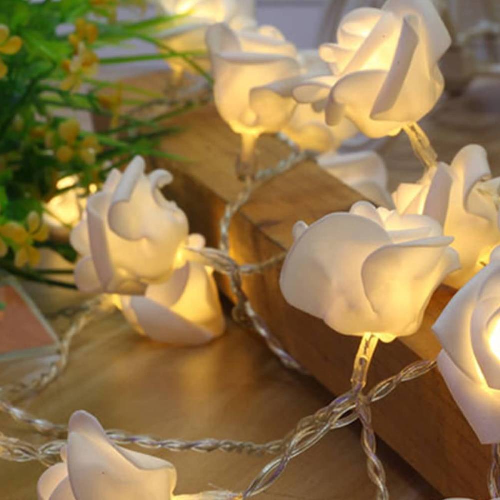 Raikou LED Rosen Blumen Warmweiß Lichterketten Beleuchtung Schlafzimmer Feiertagsbeleuchtung  Hochzeitsraum kleine dekorative Lichter