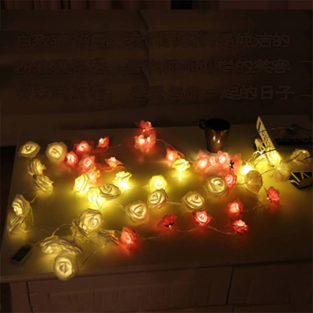 Raikou LED Rosen Blumen Warmweiß Lichterketten Beleuchtung Schlafzimmer Feiertagsbeleuchtung  Hochzeitsraum kleine dekorative Lichter