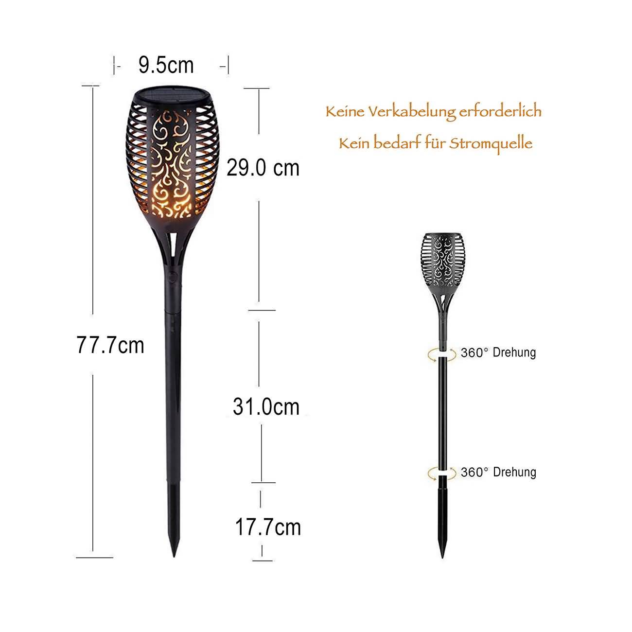 RAIKOU Solar-LED-Gartenlaterne, wasserdicht, Garten, Rasen, Spot-Lampe Deko Gartenweg- Leuchten