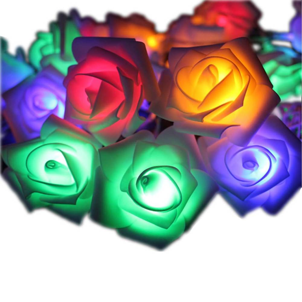 Raikou LED Rosen Blumen Warmweiß Lichterketten Beleuchtung Schlafzimmer Feiertagsbeleuchtung  Hochzeitsraum kleine dekorative Lichter