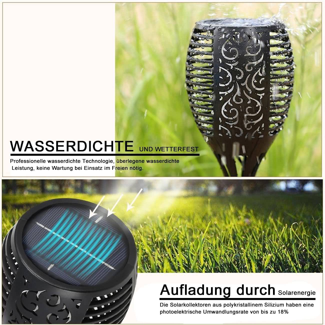 RAIKOU Solar-LED-Gartenlaterne, wasserdicht, Garten, Rasen, Spot-Lampe Deko Gartenweg- Leuchten