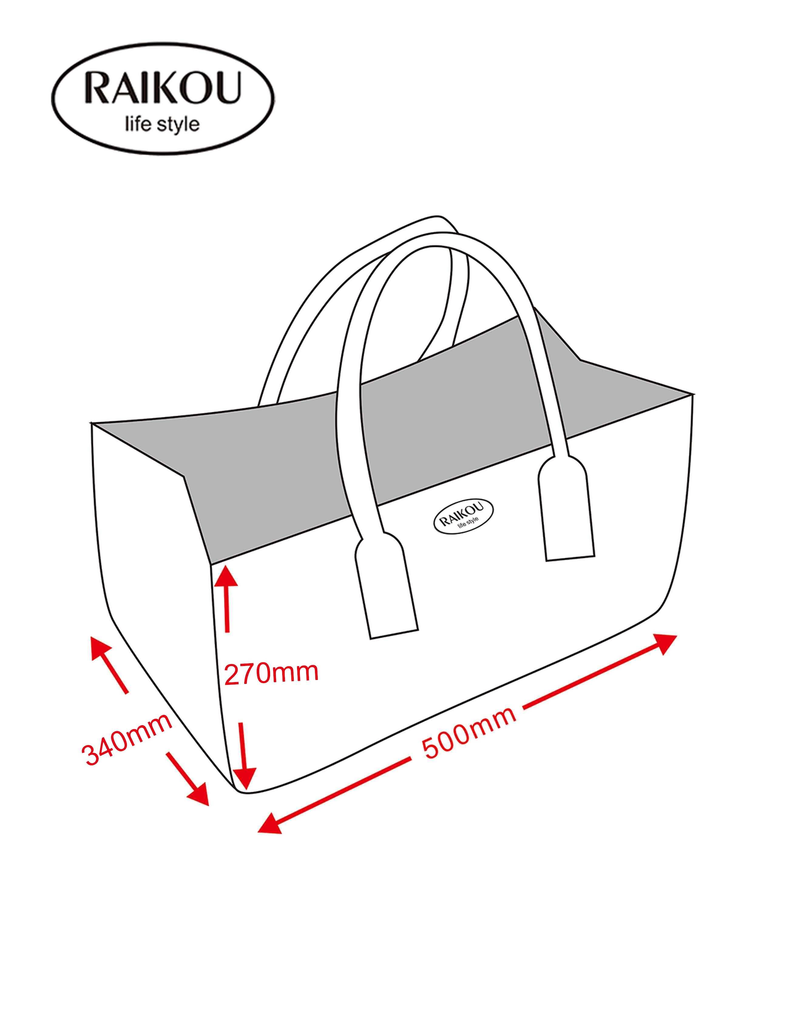 RAIKOU KULT Filz-Tasche Hochwertige Einkaufstasche, Strandtasche，Badetasche, Henkeltasche，Zeitungskorb, Filzkorb, Einkaufskorb, Kaminholztasche， Zeitungsständer  auch für Garten Picknick Strand，vielseitige Tragetasche zur Spielzeug Aufbewahrung Handtasche