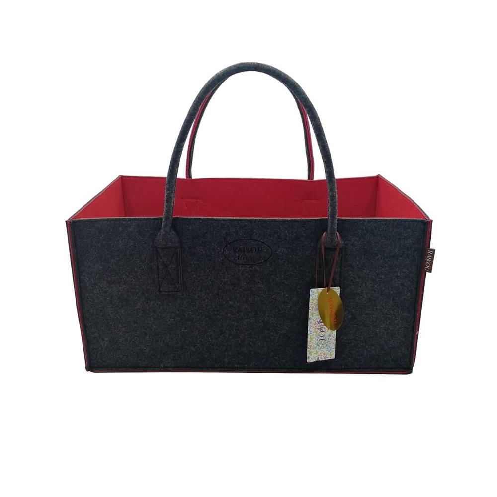 NEU RAIKOU KULT Filz-Tasche Shopper Bag Filzkorb Einkaufstasche Henkeltasche Zeitungskorb Stabile Kaminholztasche Zeitungsständer auch für Spielzeug Garten Picknick Strand(50*25*25cm und 50*34*27)