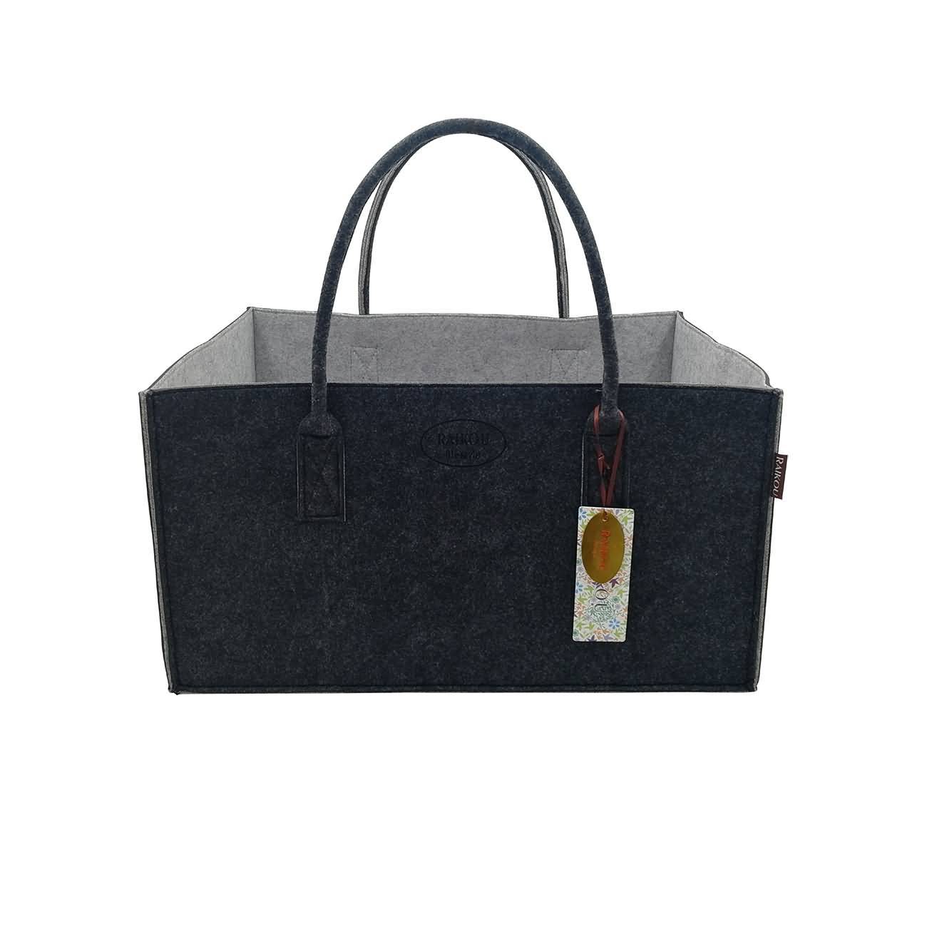 NEU RAIKOU KULT Filz-Tasche Shopper Bag Filzkorb Einkaufstasche Henkeltasche Zeitungskorb Stabile Kaminholztasche Zeitungsständer auch für Spielzeug Garten Picknick Strand(50*25*25cm und 50*34*27)