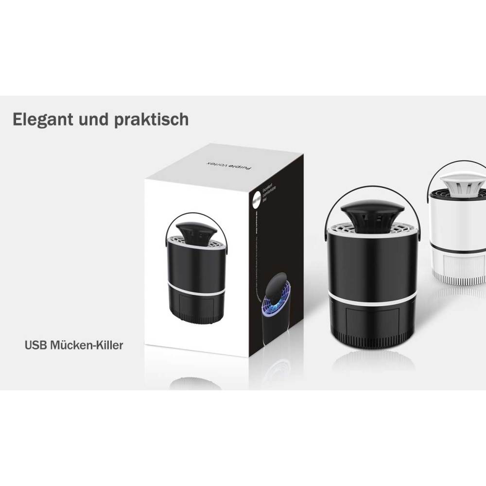 Maity Mückenlampe, elektrisch UV-LED Insektenlampe, USB Ladung, Ungiftig, geeignet für Innen und Außeneinsatz, Mückenfalle durch Licht und Ventilation, Super leise (M/S-A19103,Weiß)
