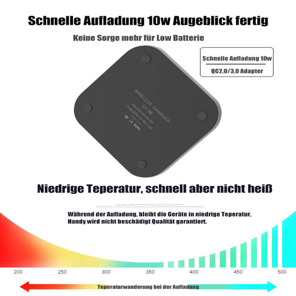 Kabellose Ladestation Wireless Charger Handy Ladegerät kabellos Induktive Aufladestation für Handys