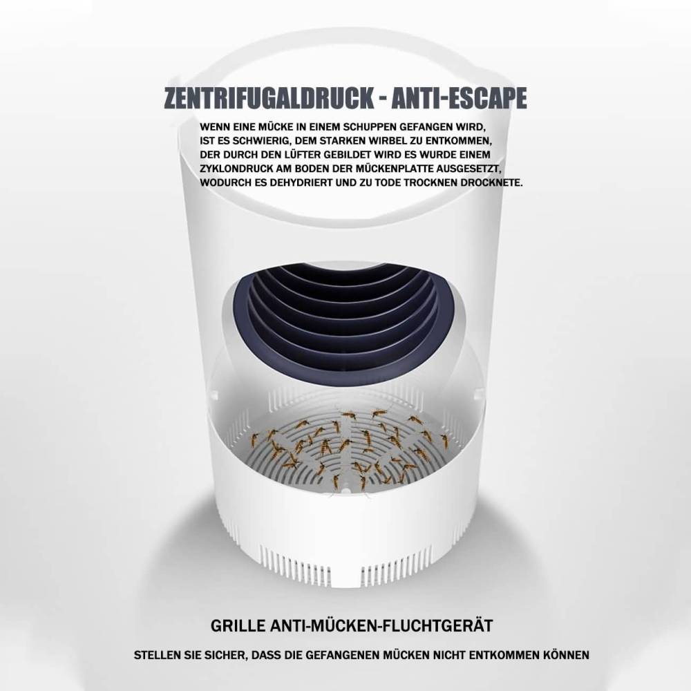Maity Ungiftige Mückenlampe, UV-LED-Moskito-Falle, Mückenvernichter, Mückenfalle durch Licht und Ventilation, Super leise, komplett ungefährlich für Kinder und Haustiere (M/S-A19101,Weiß)(2 Stück)