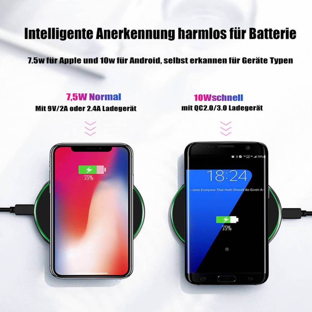 Maity Kabellose Ladestation Wireless Charger Handy Ladegerät kabellos Induktive Aufladestation für Handys