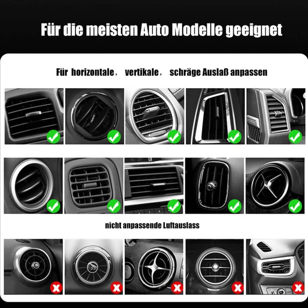 Kabellose Handyladestation fürs Auto, KFZ Handy-Schnellladestation, Handyhalterung fürs Auto, Lüftungshalterung