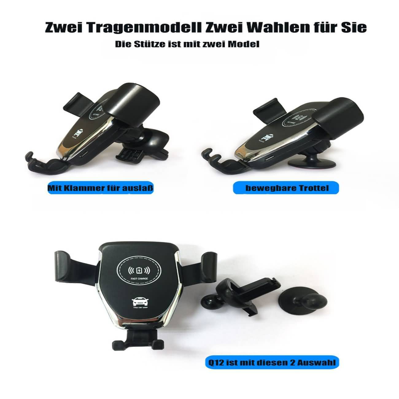 Kabellose Handyladestation fürs Auto, KFZ Handy-Schnellladestation, Handyhalterung fürs Auto, Lüftungshalterung