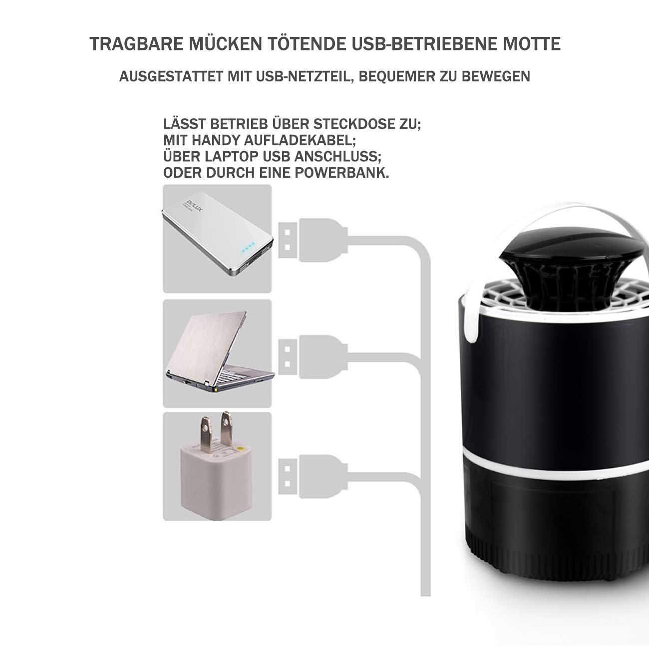 Maity Mückenlampe, elektrisch UV-LED Insektenlampe, USB Ladung, Ungiftig, geeignet für Innen und Außeneinsatz, Mückenfalle durch Licht und Ventilation, Super leise (M/S-A19103,Weiß)
