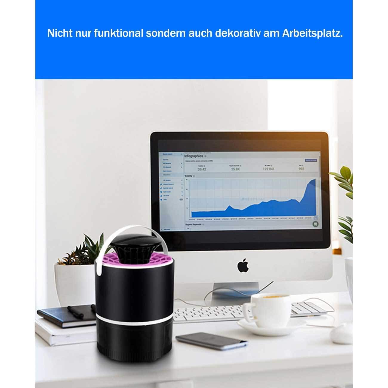 Maity Mückenlampe, elektrisch UV-LED Insektenlampe, USB Ladung, Ungiftig, geeignet für Innen und Außeneinsatz, Mückenfalle durch Licht und Ventilation, Super leise (M/S-A19102,Schwarz)(2 Stück)