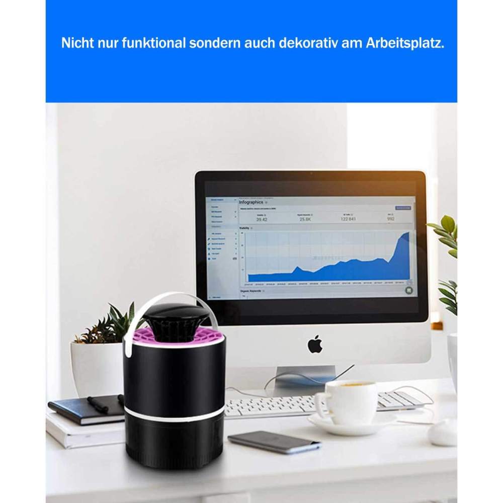 Maity Mückenlampe, elektrisch UV-LED Insektenlampe, USB Ladung, Ungiftig, geeignet für Innen und Außeneinsatz, Mückenfalle durch Licht und Ventilation, Super leise (M/S-A19102,Schwarz)(2 Stück)