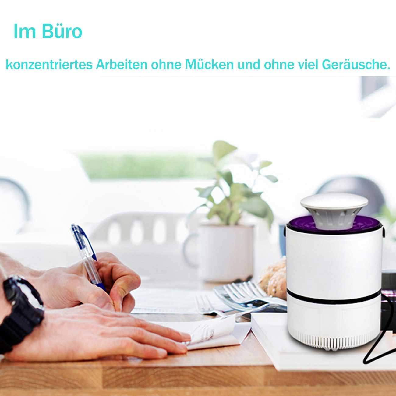 Maity Mückenlampe, elektrisch UV-LED Insektenlampe, USB Ladung, Ungiftig, geeignet für Innen und Außeneinsatz, Mückenfalle durch Licht und Ventilation, Super leise (M/S-A19103,Weiß)