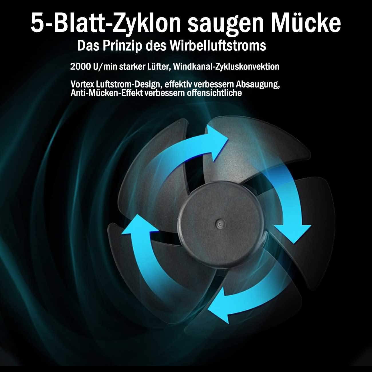 Mückenlampe, Tragbare USB UV-LED Moskito Lampe, Insektenfalle durch Licht und Luft Fluginsektenvernichter, durch Reine physikalische Mückenbekämpfung, Moskito-Killer-Lampe (M/S-A19104,Schwarz)