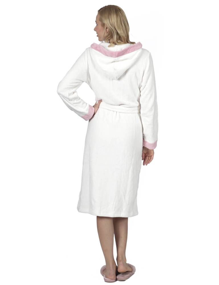 RAIKOU Damen Bademantel mit Kapuze weiches und super flauschiges Coral-Fleece Flausch RelaxKuschelfrottee Microfaser