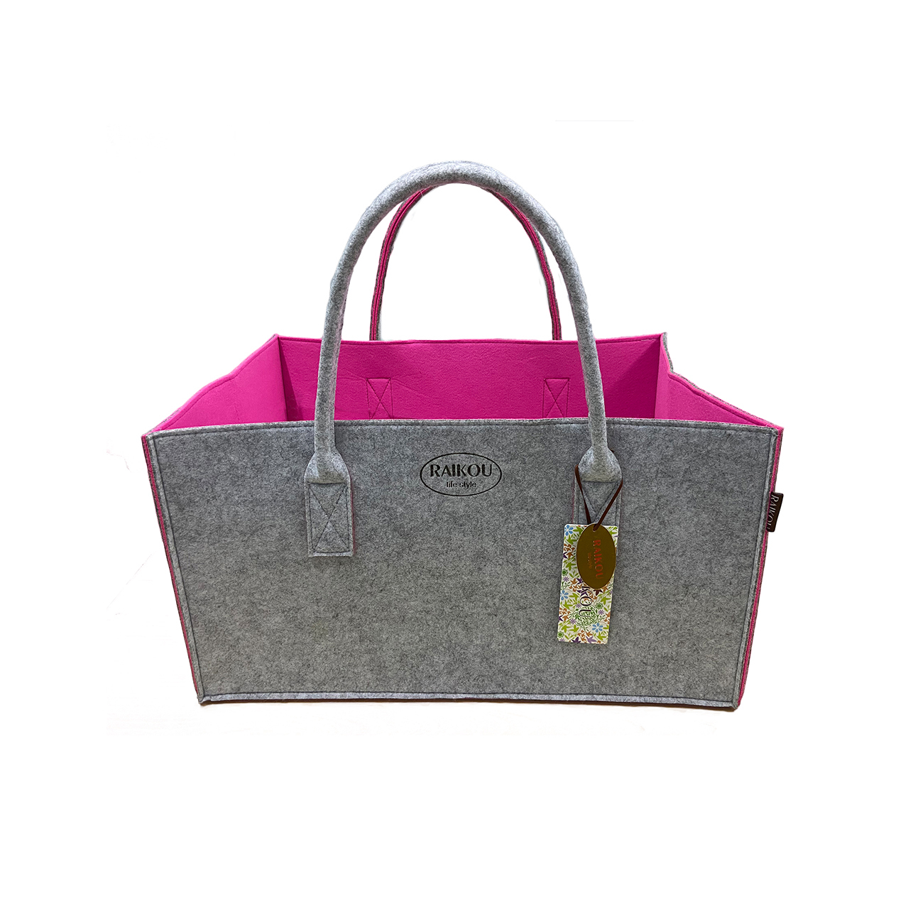 NEU RAIKOU KULT Filz-Tasche Shopper Bag Filzkorb Einkaufstasche Henkeltasche Zeitungskorb Stabile Kaminholztasche Zeitungsständer auch für Spielzeug Garten Picknick Strand(50*25*25cm und 50*34*27)