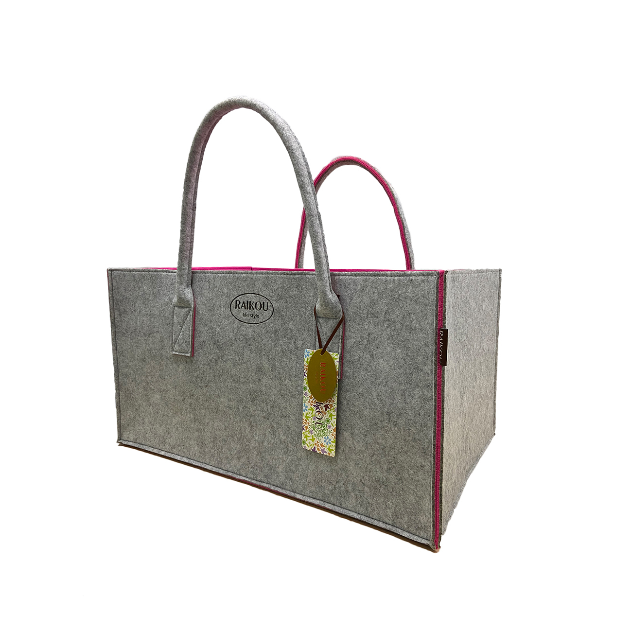 NEU RAIKOU KULT Filz-Tasche Shopper Bag Filzkorb Einkaufstasche Henkeltasche Zeitungskorb Stabile Kaminholztasche Zeitungsständer auch für Spielzeug Garten Picknick Strand(50*25*25cm und 50*34*27)