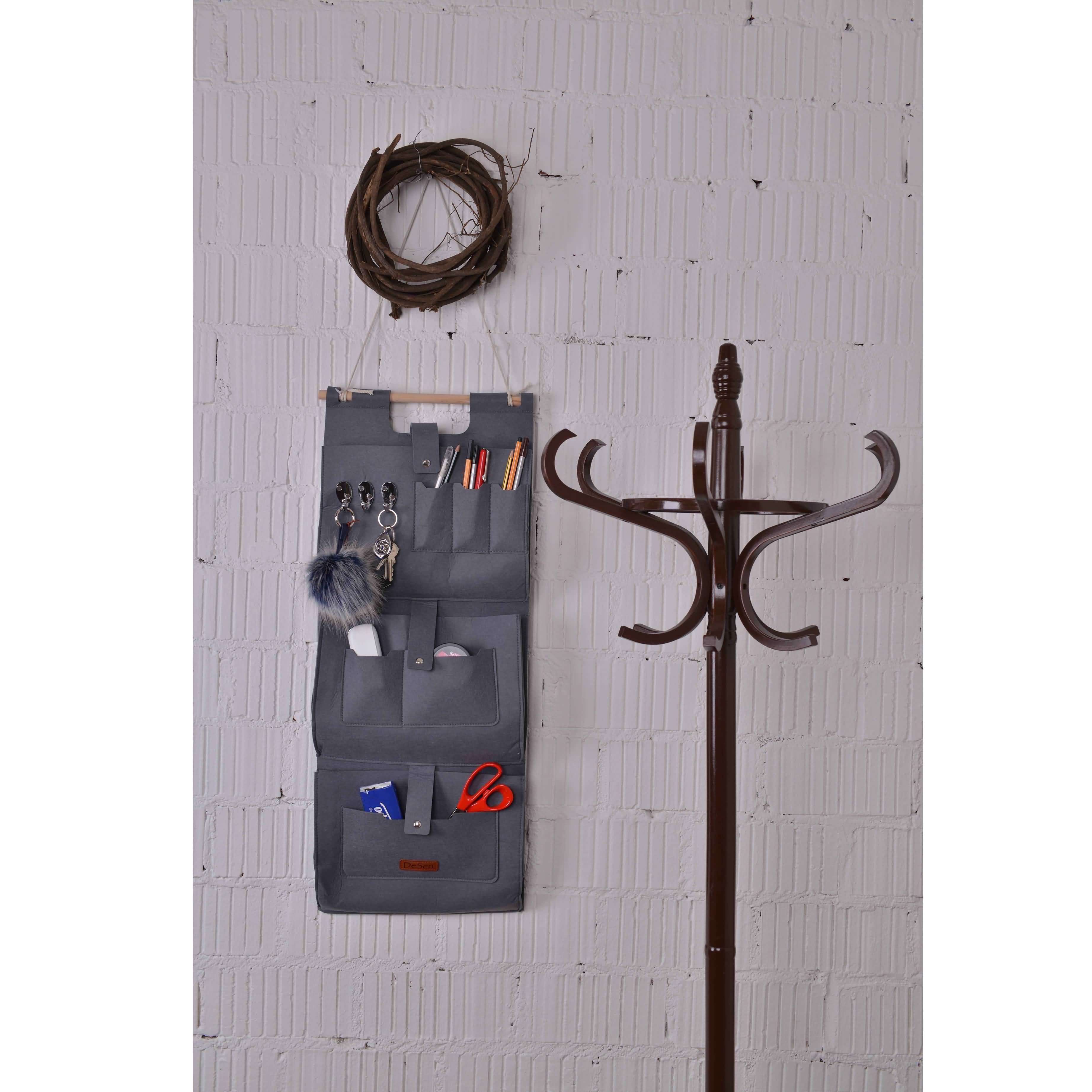 Hängeorganzier für Tür und Wand, Home-Organizer zum Aufhängen, Wandtasche, Untensilientasche, Hängende Aufbewahrungstasche für Garderobe, Bad, Küche Multifunktionstaschen + 3 Schlüsselanhänger