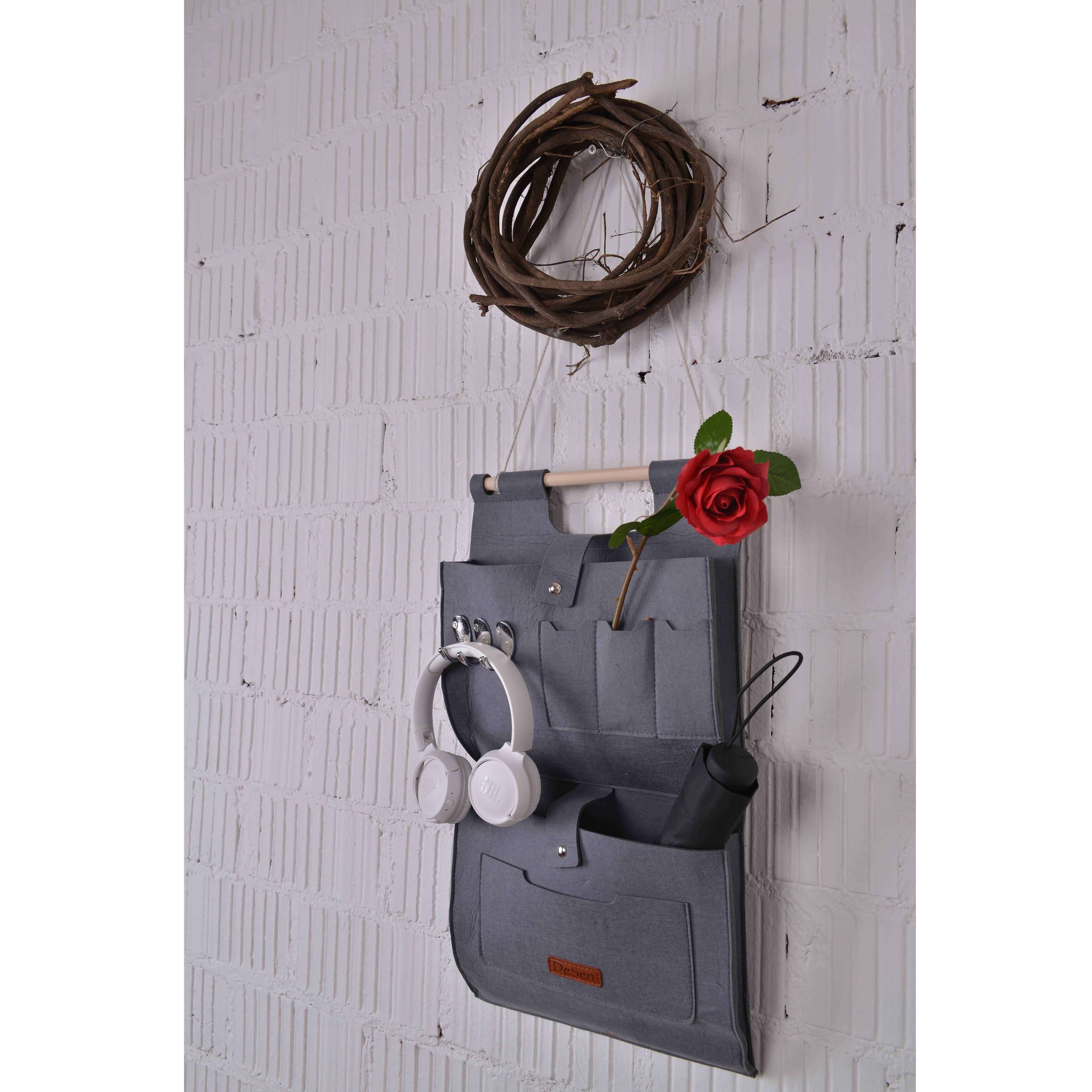 Hängeorganzier für Tür und Wand, Home-Organizer zum Aufhängen, Wandtasche, Untensilientasche, Hängende Aufbewahrungstasche für Garderobe, Bad, Küche Multifunktionstaschen + 3 Schlüsselanhänger