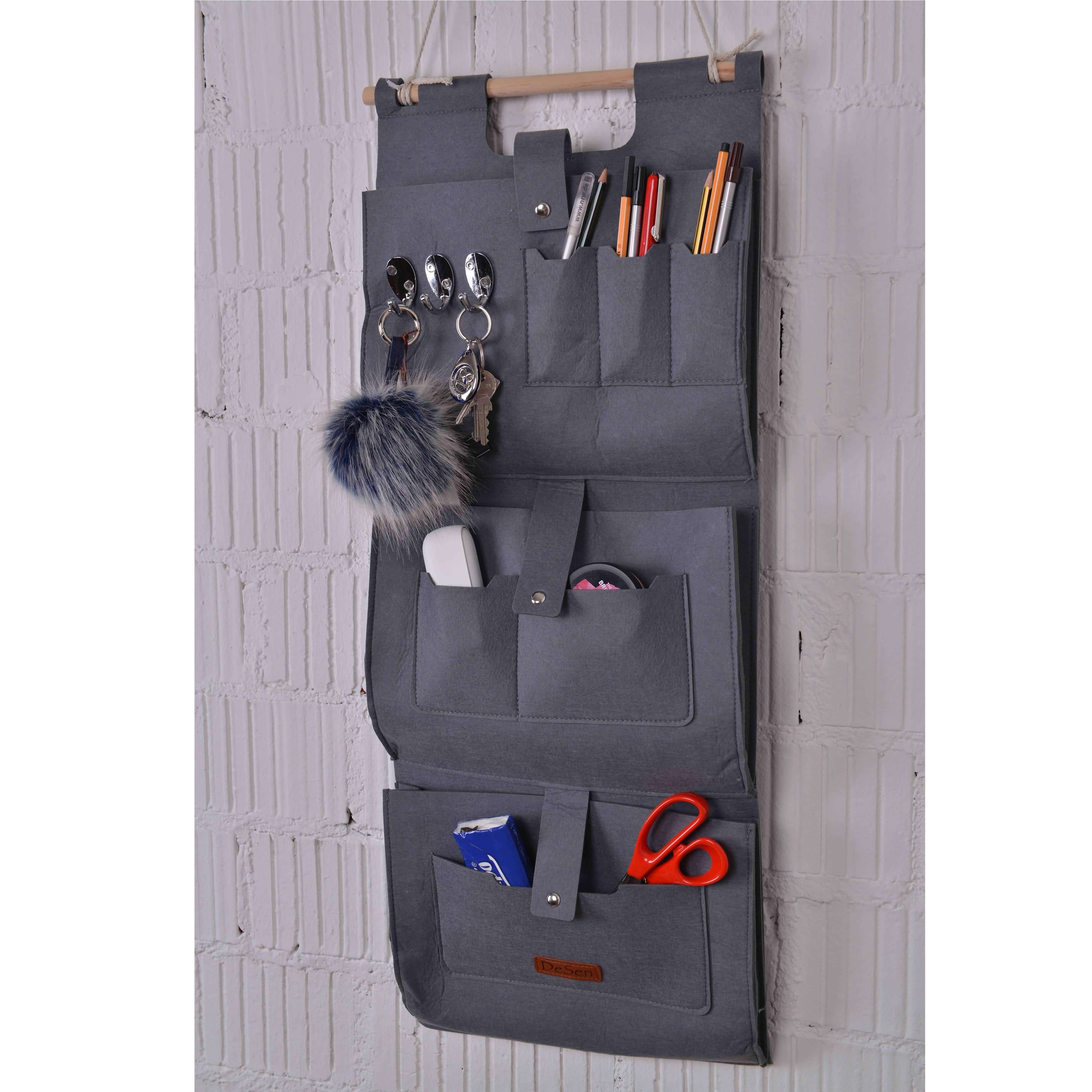 Hängeorganzier für Tür und Wand, Home-Organizer zum Aufhängen, Wandtasche, Untensilientasche, Hängende Aufbewahrungstasche für Garderobe, Bad, Küche Multifunktionstaschen + 3 Schlüsselanhänger