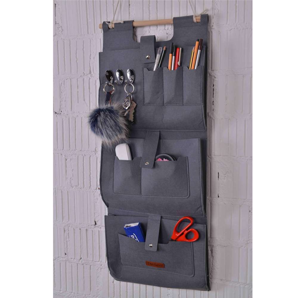Hängeorganzier für Tür und Wand, Home-Organizer zum Aufhängen, Wandtasche, Untensilientasche, Hängende Aufbewahrungstasche für Garderobe, Bad, Küche Multifunktionstaschen + 3 Schlüsselanhänger
