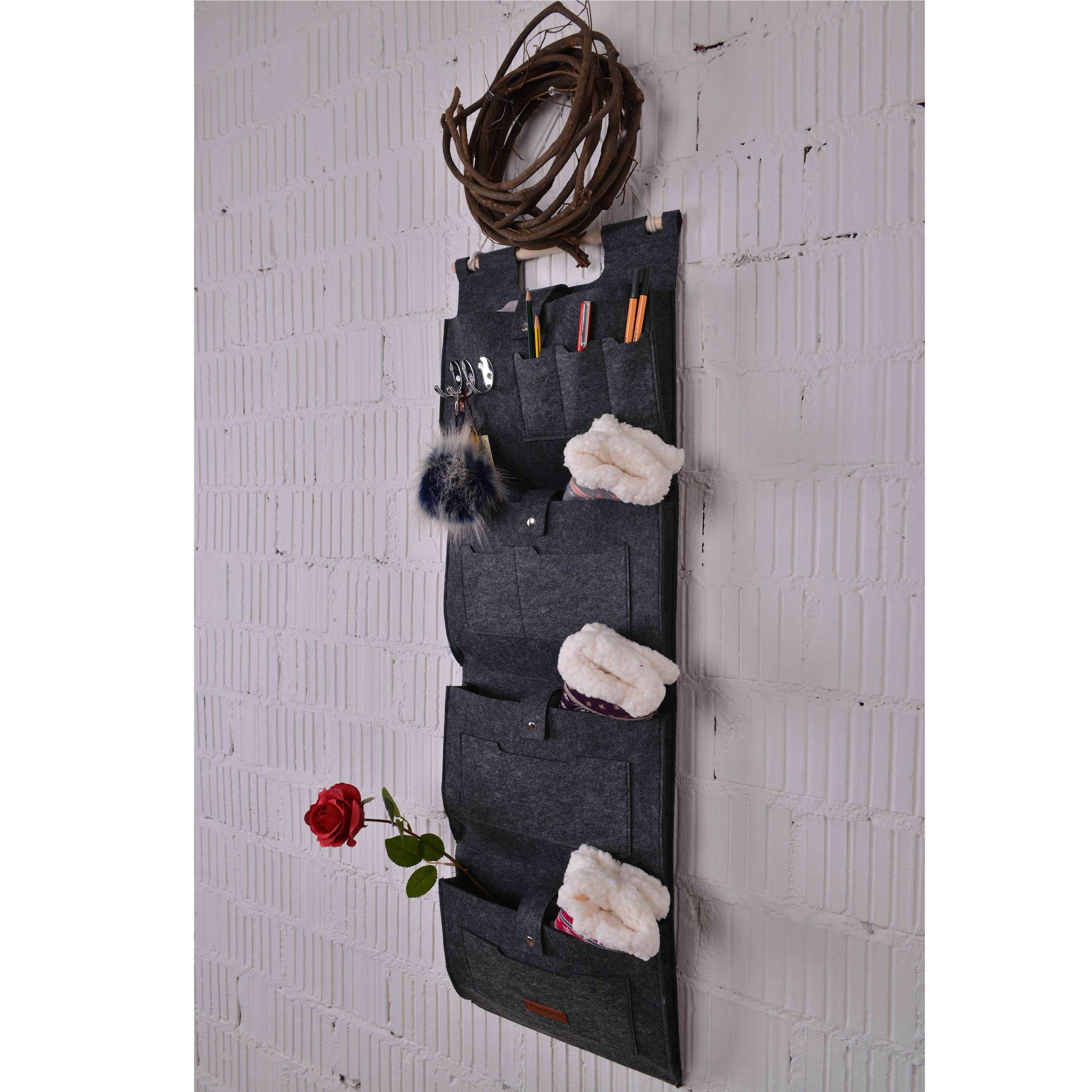 Hängeorganzier für Tür und Wand, Home-Organizer zum Aufhängen, Wandtasche, Untensilientasche, Hängende Aufbewahrungstasche für Garderobe, Bad, Küche Multifunktionstaschen + 3 Schlüsselanhänger