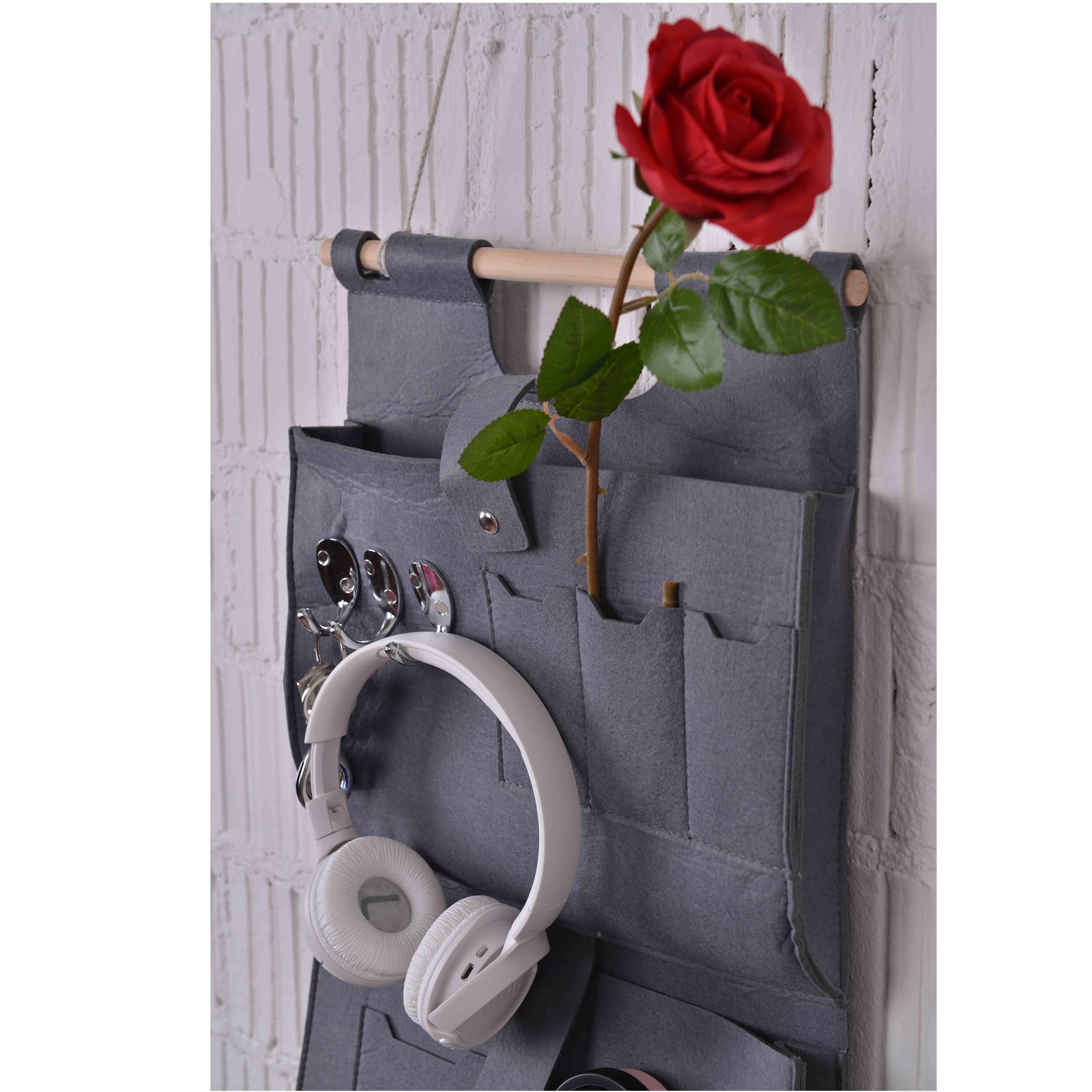 Hängeorganzier für Tür und Wand, Home-Organizer zum Aufhängen, Wandtasche, Untensilientasche, Hängende Aufbewahrungstasche für Garderobe, Bad, Küche Multifunktionstaschen + 3 Schlüsselanhänger