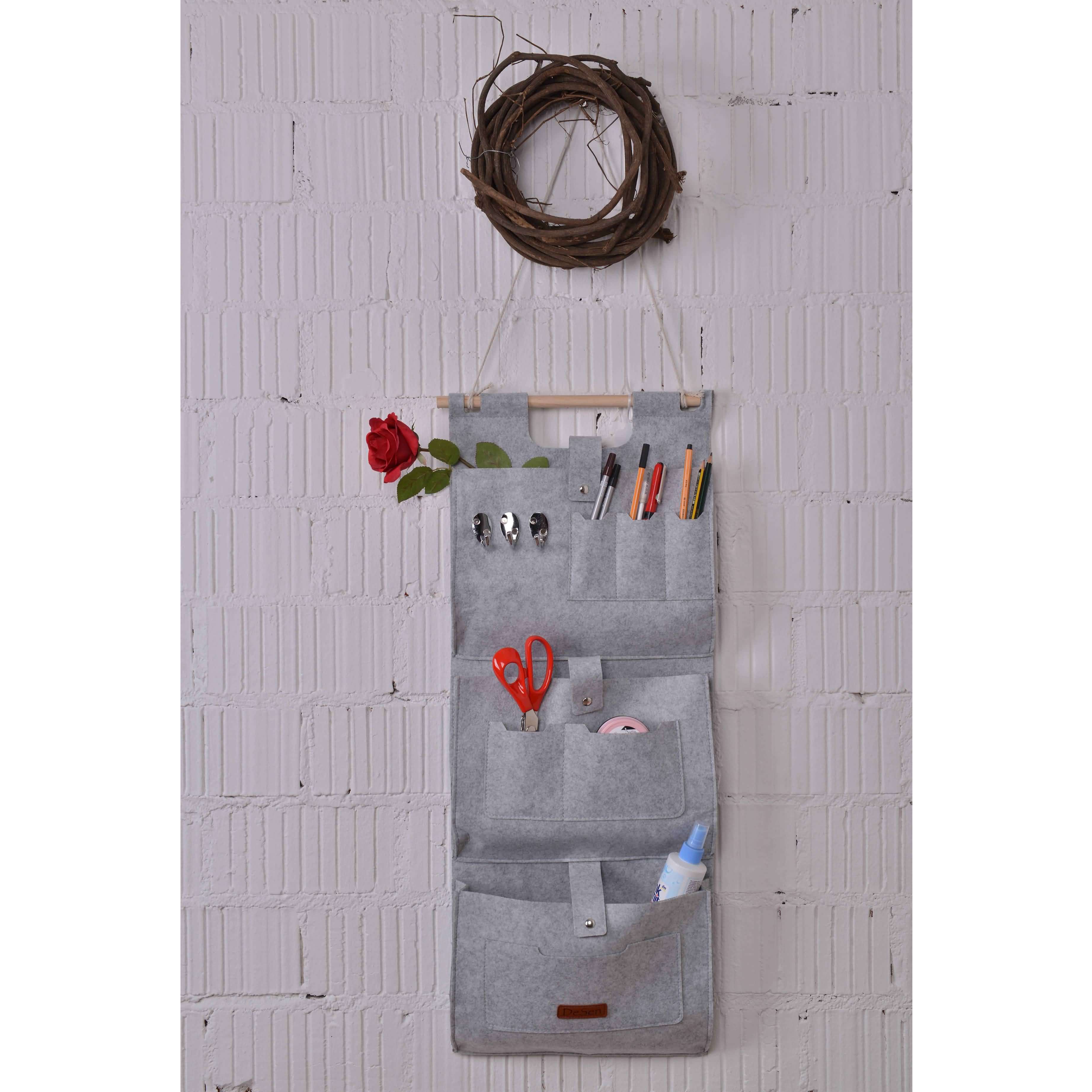 Hängeorganzier für Tür und Wand, Home-Organizer zum Aufhängen, Wandtasche, Untensilientasche, Hängende Aufbewahrungstasche für Garderobe, Bad, Küche Multifunktionstaschen + 3 Schlüsselanhänger