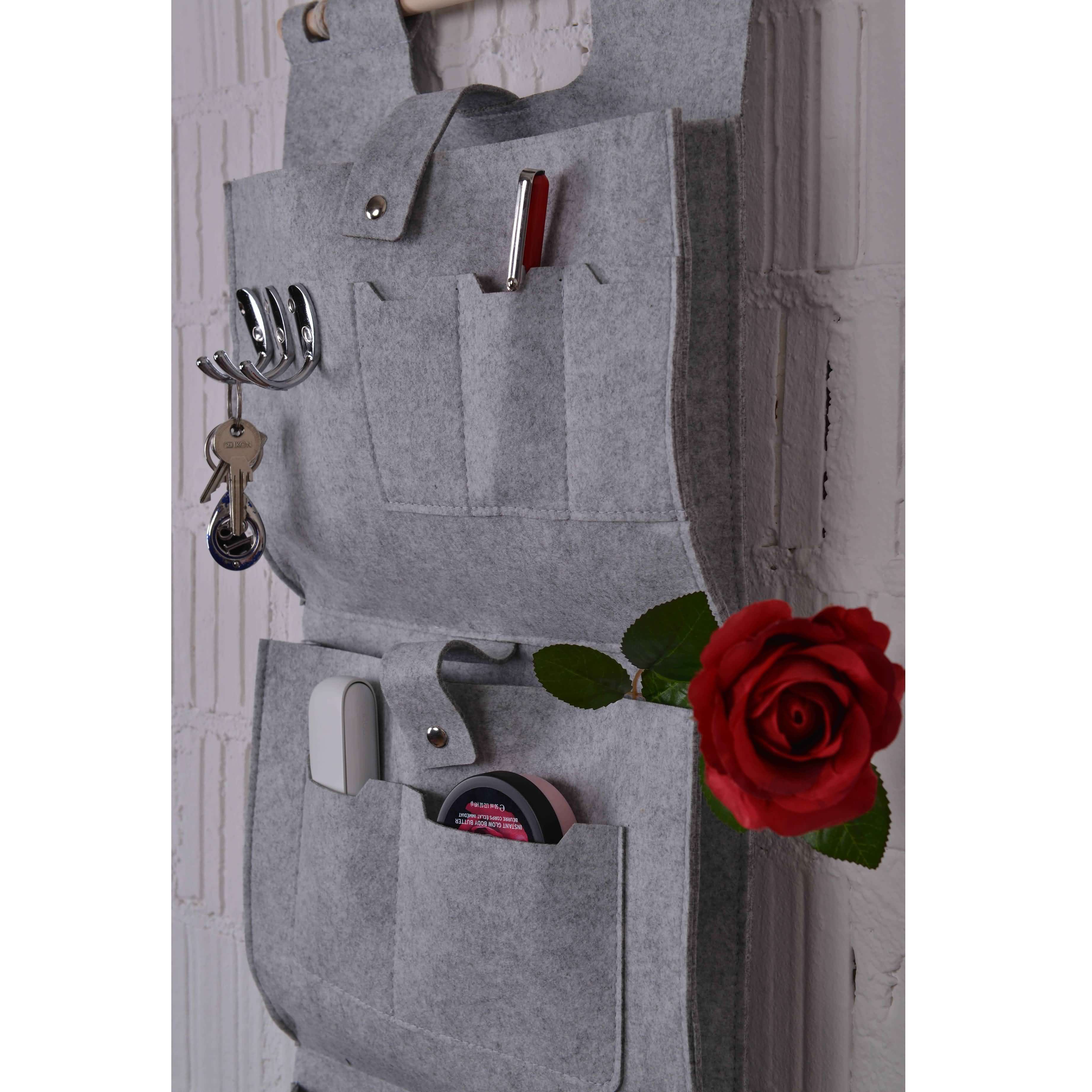 Hängeorganzier für Tür und Wand, Home-Organizer zum Aufhängen, Wandtasche, Untensilientasche, Hängende Aufbewahrungstasche für Garderobe, Bad, Küche Multifunktionstaschen + 3 Schlüsselanhänger
