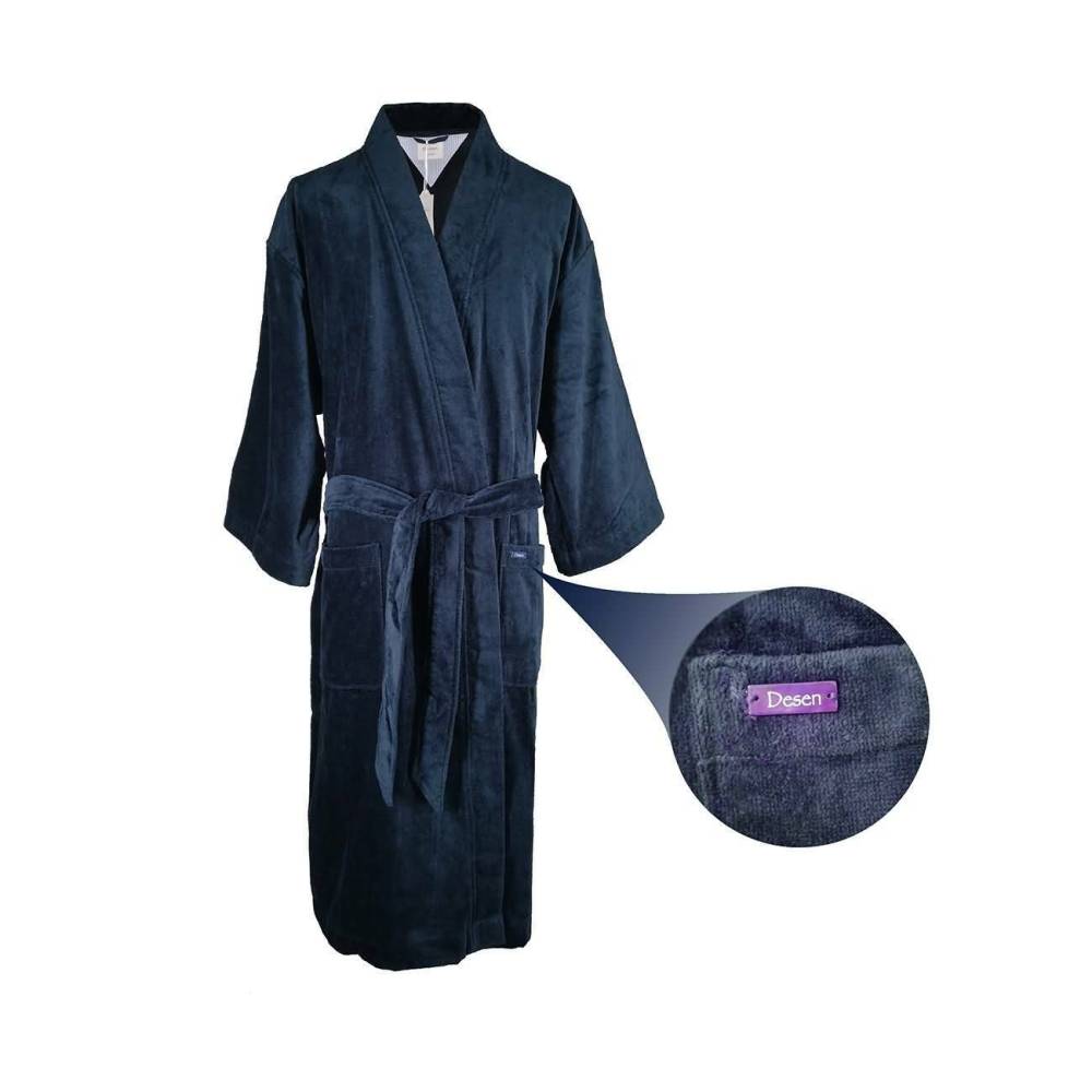 DESEN Bademantel Herren 100% Baumwolle Morgenmantel aus Baumwollfrottee mit Gürtel - Saunamantel, Weich, Saugfähig und Bequem Hausmantel
