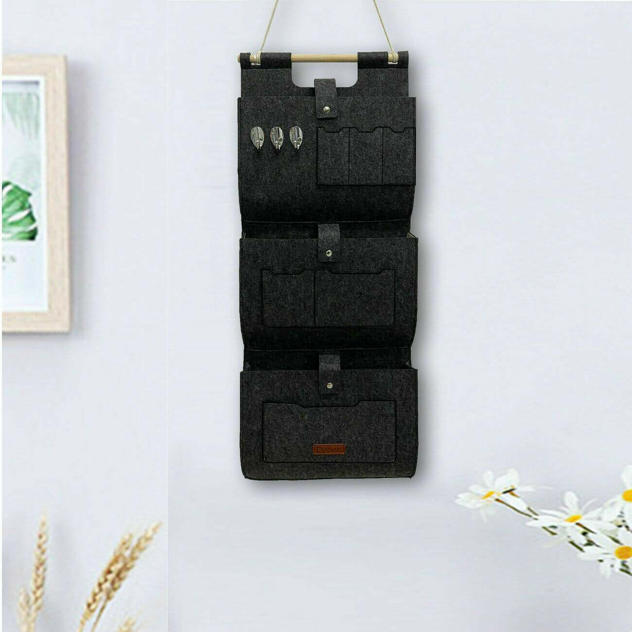 Hängeorganzier für Tür und Wand, Home-Organizer zum Aufhängen, Wandtasche, Untensilientasche, Hängende Aufbewahrungstasche für Garderobe, Bad, Küche Multifunktionstaschen + 3 Schlüsselanhänger
