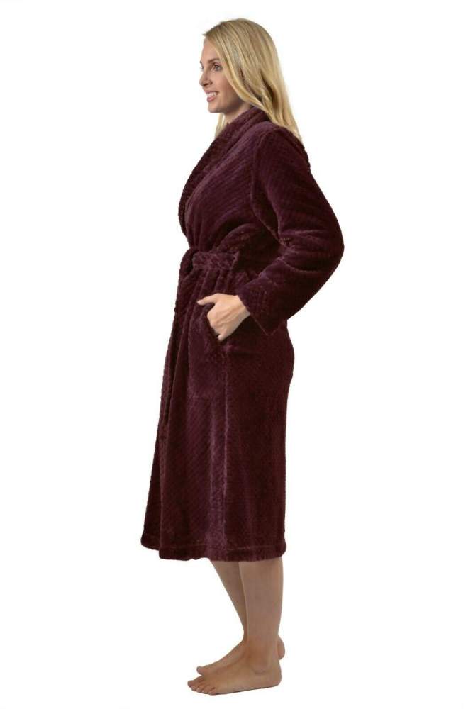 RAIKOU Damen Bademantel Morgenmantel Saunamantel weiches und super flauschiges Coral-Fleece Flausch RelaxKuschelfrottee Microfaser