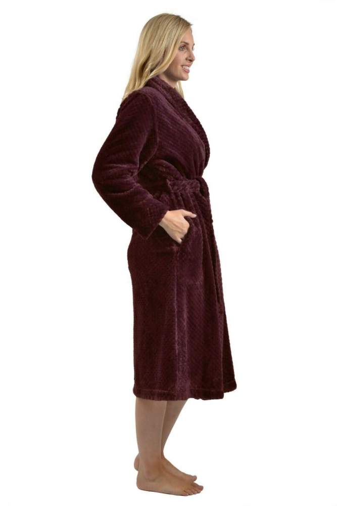 RAIKOU Damen Bademantel Morgenmantel Saunamantel weiches und super flauschiges Coral-Fleece Flausch RelaxKuschelfrottee Microfaser