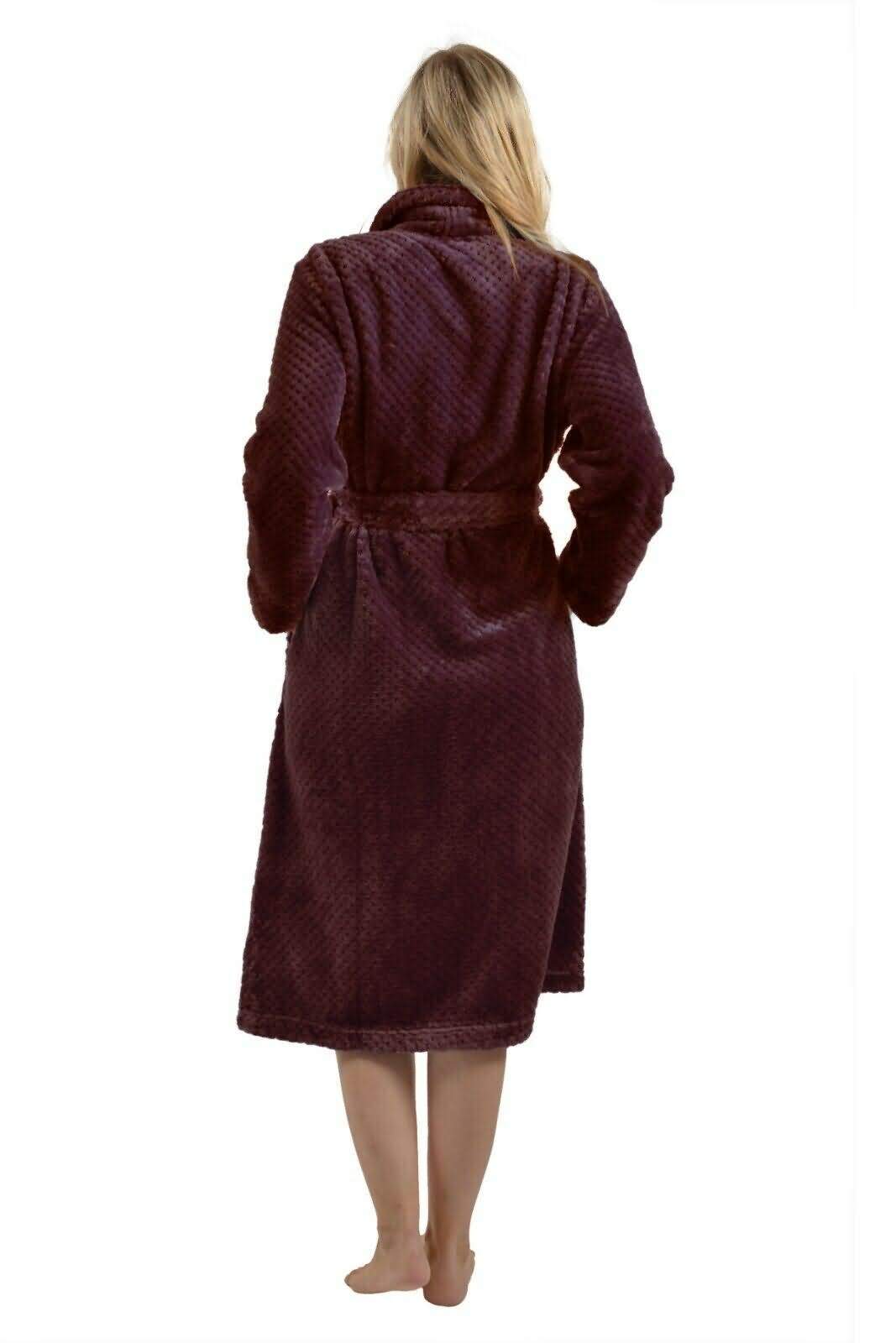 RAIKOU Damen Bademantel Morgenmantel Saunamantel weiches und super flauschiges Coral-Fleece Flausch RelaxKuschelfrottee Microfaser