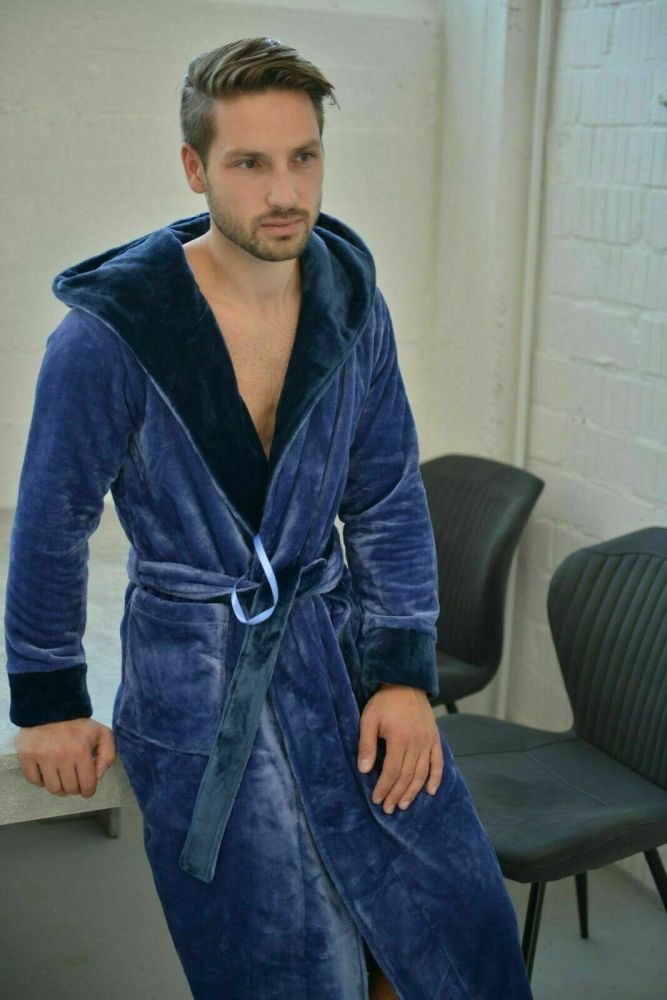 Damen Herren Kapuzen Unisex-Bademantel Saunamantel Morgenmantel Microfaser S-XXL