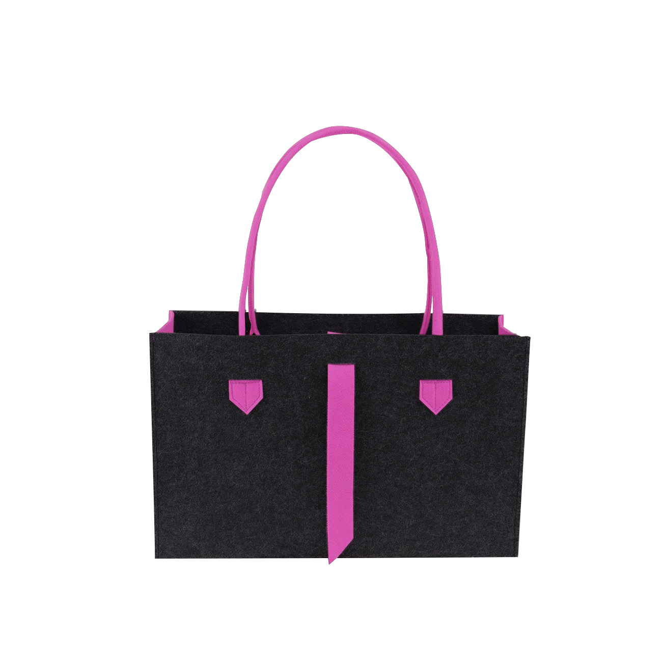 RAIKOU KULT Filz-Tasche Shopper; in neuem Design; Filzkorb Einkaufstasche Henkeltasche Zeitungskorb Stabile Kaminholztasche hervorragend als Spielzeugtasche oder Picknick-Korb Strand (44*18*31cm)