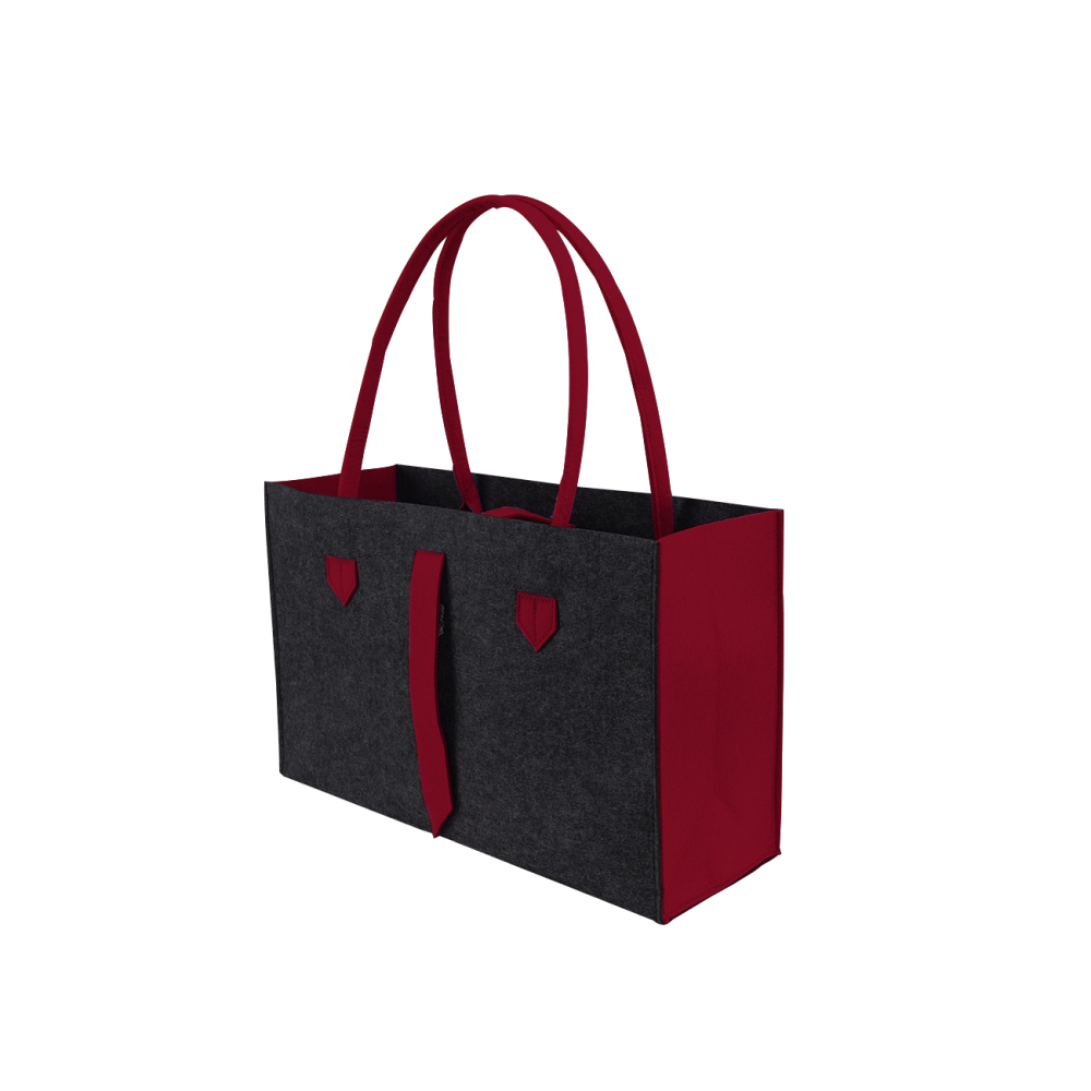 RAIKOU KULT Filz-Tasche Shopper; in neuem Design; Filzkorb Einkaufstasche Henkeltasche Zeitungskorb Stabile Kaminholztasche hervorragend als Spielzeugtasche oder Picknick-Korb Strand (44*18*31cm)