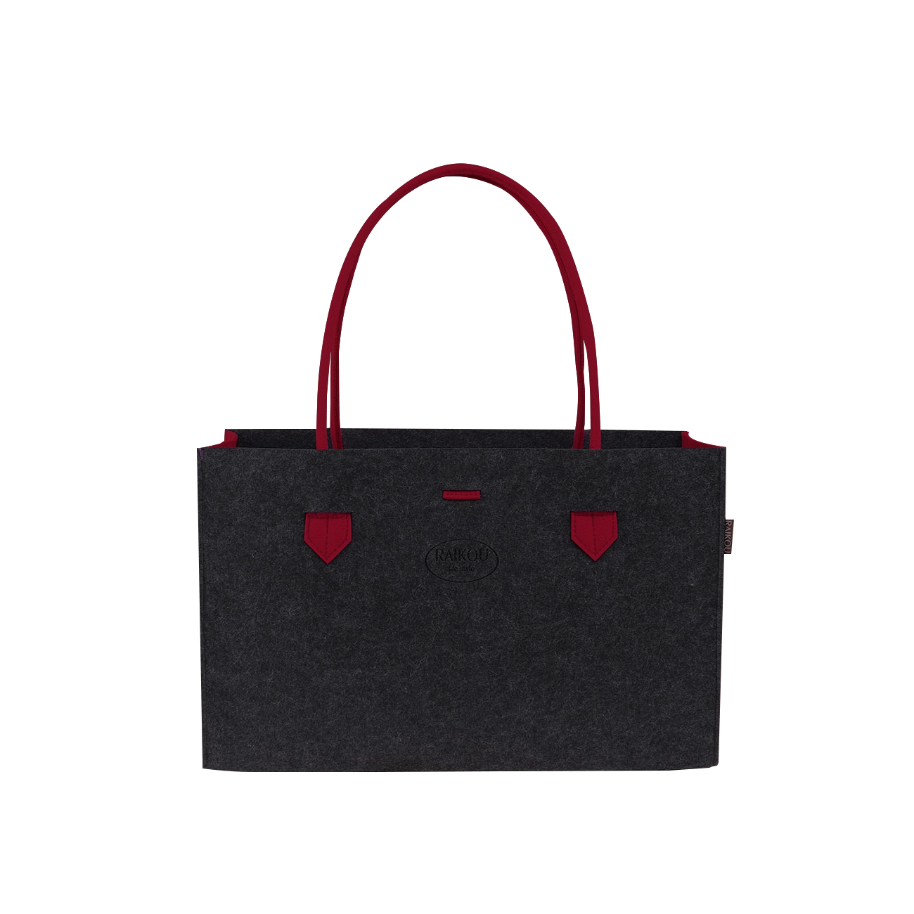 RAIKOU KULT Filz-Tasche Shopper; in neuem Design; Filzkorb Einkaufstasche Henkeltasche Zeitungskorb Stabile Kaminholztasche hervorragend als Spielzeugtasche oder Picknick-Korb Strand (44*18*31cm)