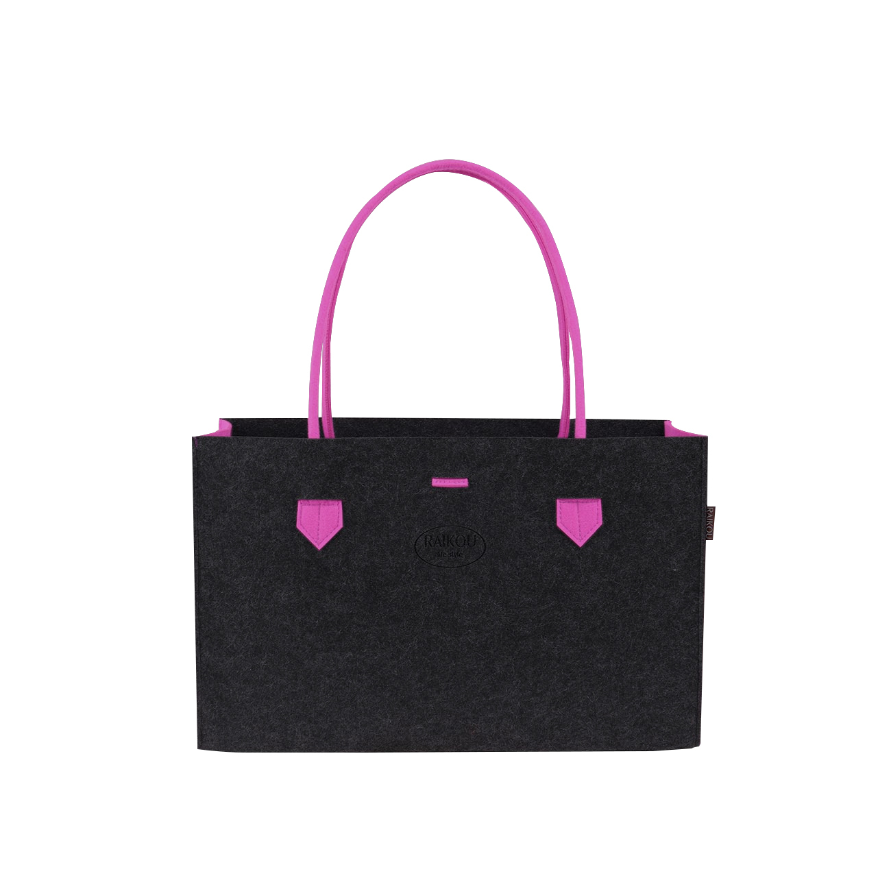 RAIKOU KULT Filz-Tasche Shopper; in neuem Design; Filzkorb Einkaufstasche Henkeltasche Zeitungskorb Stabile Kaminholztasche hervorragend als Spielzeugtasche oder Picknick-Korb Strand (44*18*31cm)