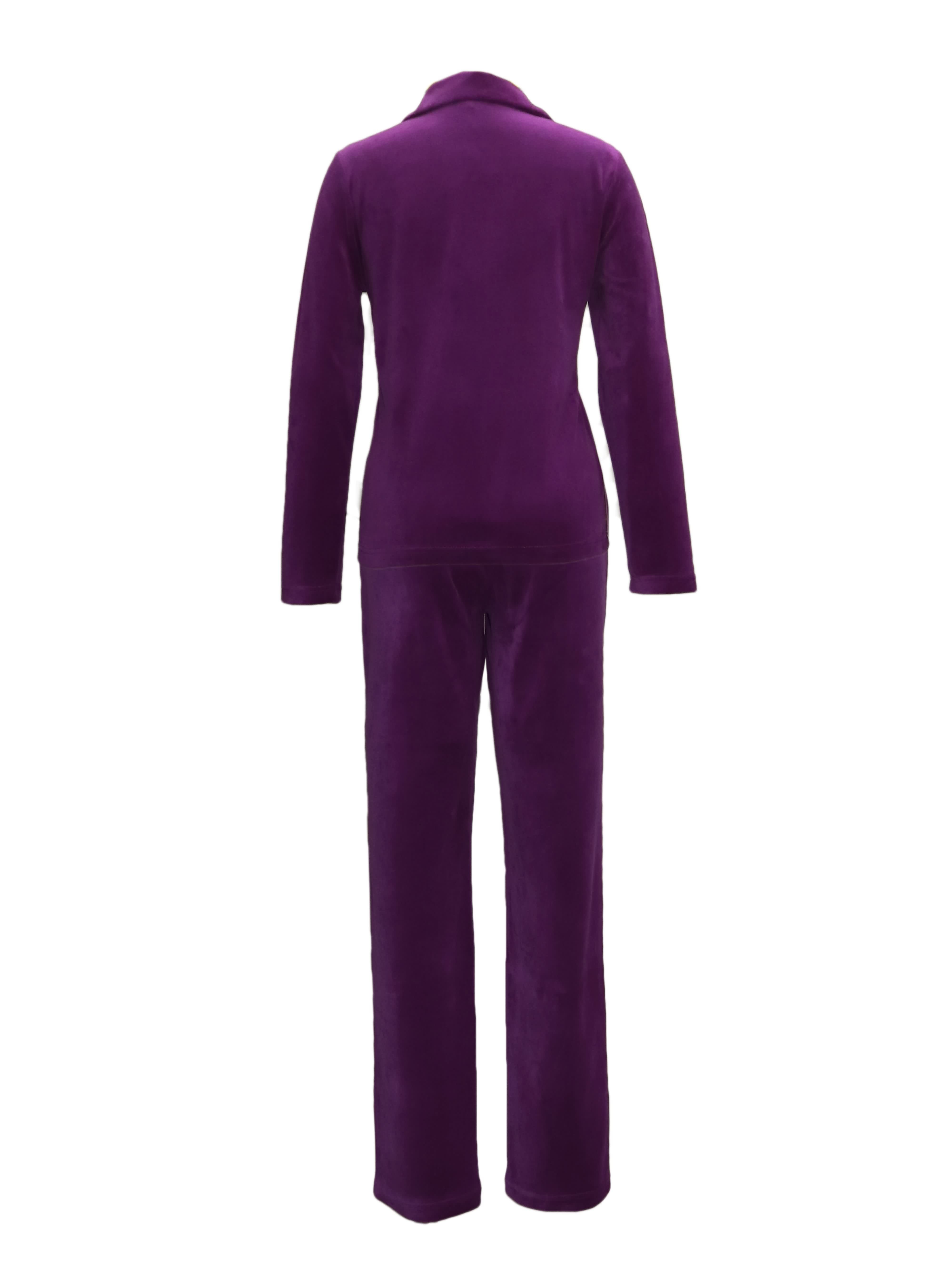 DESEN Damen Velours Nicki Freizeitanzug Fitnessanzug Hausanzug Jogginganzug Nicki-Anzug mit Reißverschluss und Glitzersteinen