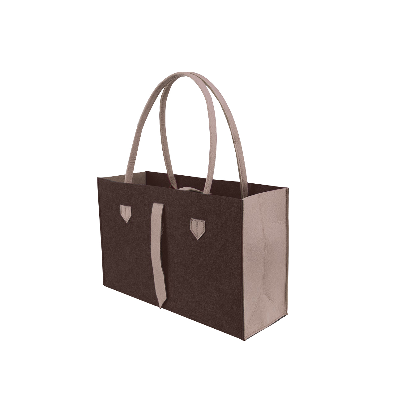 RAIKOU KULT Filz-Tasche Shopper; in neuem Design; Filzkorb Einkaufstasche Henkeltasche Zeitungskorb Stabile Kaminholztasche hervorragend als Spielzeugtasche oder Picknick-Korb Strand (44*18*31cm)